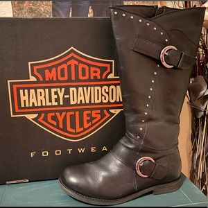 💐Black leather Harley Davidson boots size 9